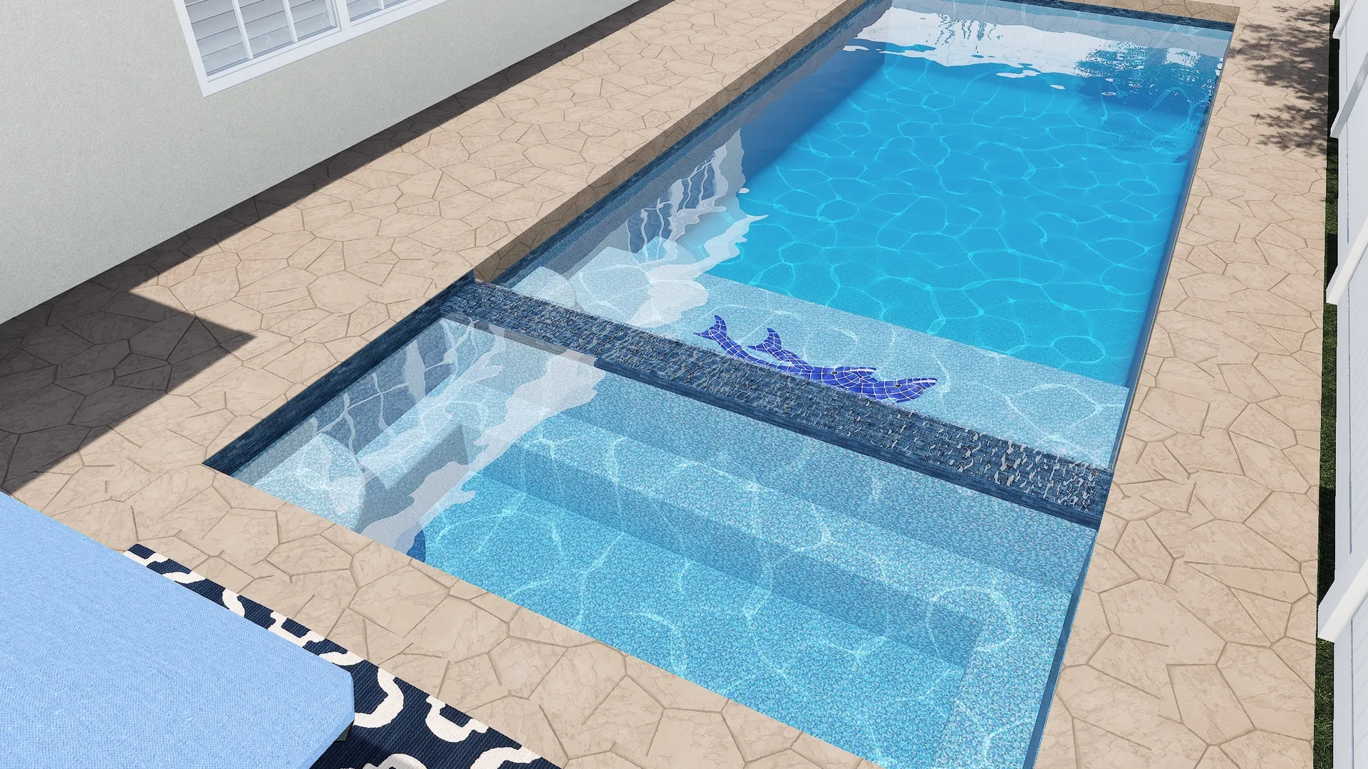 Narrow Side-Yard Pool with Tanning Ledge in La Jolla
