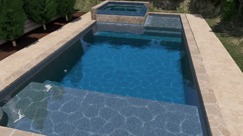 Rectangular Pool with Raised Spa Spillover